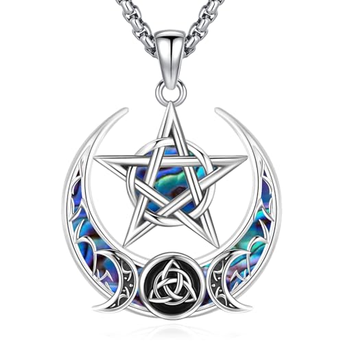 Enchanted Sterling Silver Pentagram Necklace with Celtic Motifs