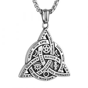 Stainless Steel Tri-Symbol Pendant Necklace
