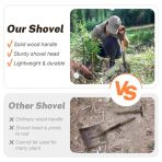 Compact Round Gardening Shovel with Durable Wooden D-Handle, 28 Inches - Image 6