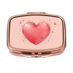 "Heart Patterned Rose Gold Pill Box with Mirror"