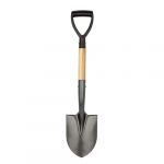 Compact Round Gardening Shovel with Durable Wooden D-Handle, 28 Inches