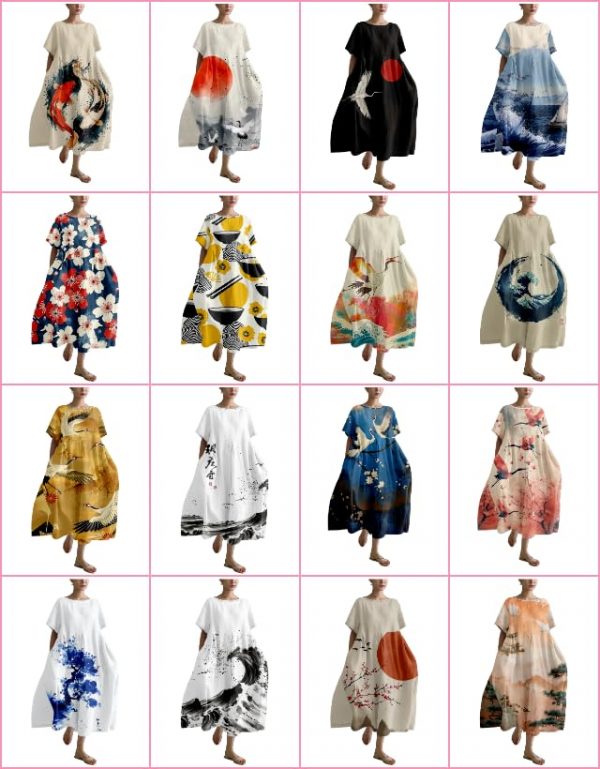 Japanese Art Inspired Plus-Size Dress - Image 2