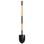 Robust 56-Inch Gardening Shovel with Round Blade and Fiberglass Handle