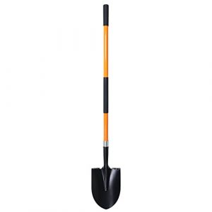 Robust 56-Inch Gardening Shovel with Round Blade and Fiberglass Handle