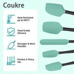 Five-Piece Silicone Spatula Set in Aqua Green and Black - Image 4