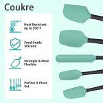 Five-Piece Silicone Spatula Set in Aqua Green and Black - Image 4
