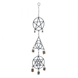 Witch’s Wind Chime – Pentagram, Triquetra & Solomon’s Seal for Sacred Protection