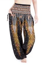 Women's Boho Flowy Yoga Harem Pants with Smocked Waist