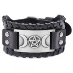 Enchanting Triple Moon Goddess Leather Bracelet