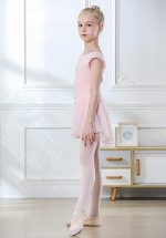 Charming Flutter Sleeve Ballet Leotard for Girls with Skirt and Criss-Cross Back - Image 4