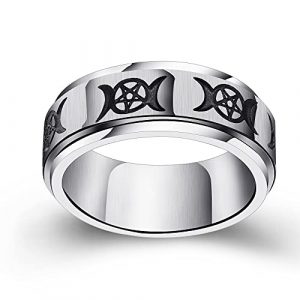 Enchanting Triple Moon Spinner Ring with Celtic Knot Design