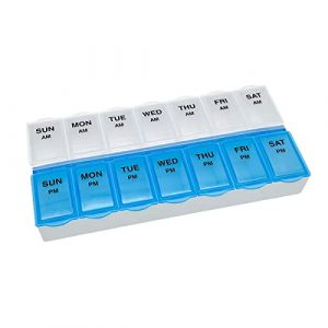 7-Day Dual Time Pill Organizer and Vitamin Case with Large Compartments