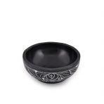 Elegant Hand-Carved Natural Stone Smudge Bowl with White Leaf Design