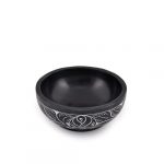 Elegant Hand-Carved Natural Stone Smudge Bowl with White Leaf Design