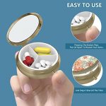 Compact Retro Pill Organizer with Mirror and Artistic Design - Image 4