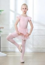 Charming Flutter Sleeve Ballet Leotard for Girls with Skirt and Criss-Cross Back - Image 5