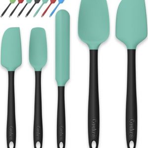 Five-Piece Silicone Spatula Set in Aqua Green and Black