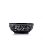 Elegant Hand-Carved Natural Stone Smudge Bowl with White Leaf Design - Image 3