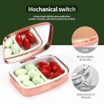 "Heart Patterned Rose Gold Pill Box with Mirror" - Image 3