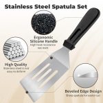 3-Piece Stainless Steel Spatula Set with Heat-Resistant Handles - Image 4