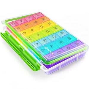 Moisture-Proof Weekly Pill Organizer with Removable Compartments