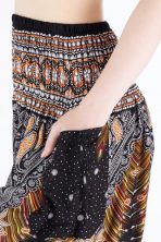 Women's Boho Flowy Yoga Harem Pants with Smocked Waist - Image 4
