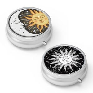 Compact 3-Compartment Pill Organizer with Artistic Design (2-Pack)