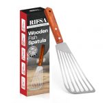 Premium Stainless Steel Fish Spatula with Wooden Handle