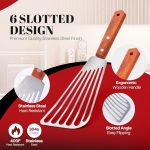 Premium Stainless Steel Fish Spatula with Wooden Handle - Image 4