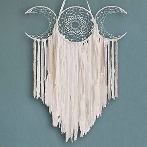 Bohemian Triple Moon Goddess Dream Catcher Wall Hanging