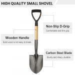 Compact Round Gardening Shovel with Durable Wooden D-Handle, 28 Inches - Image 4