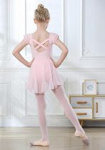 Charming Flutter Sleeve Ballet Leotard for Girls with Skirt and Criss-Cross Back - Image 2
