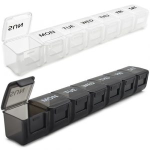 Dual Pack Weekly Pill Organizer - 7 Day Large Capacity Medication Case