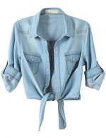 Chic Denim Crop Top with Tie-Knot Detail