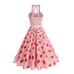 Vintage-Inspired Women's Polka Dot Floral Cocktail Dress with Belt - Image 2