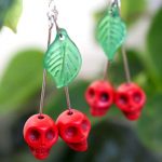 Handcrafted Spooky Skull Cherry Earrings - Image 6