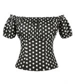 Timeless Classic: Women's 1950s Vintage-Inspired Off Shoulder Blouse