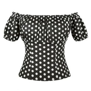 Timeless Classic: Women's 1950s Vintage-Inspired Off Shoulder Blouse