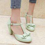 Retro Rockabilly Chunky Heel T-Strap Pumps - Image 5