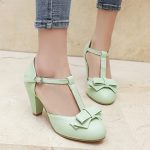 Retro Rockabilly Chunky Heel T-Strap Pumps - Image 5
