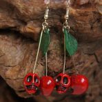 Handcrafted Spooky Skull Cherry Earrings - Image 3
