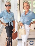 Chic Denim Crop Top with Tie-Knot Detail - Image 3