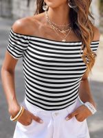 Chic Striped Off-the-Shoulder Women's Top - Image 6