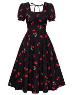 Vintage Inspired Cottagecore Dress with Puff Sleeves and Pockets