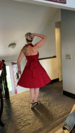 Classic Polka Dot Halter Swing Dress - Image 7