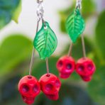 Handcrafted Spooky Skull Cherry Earrings - Image 8