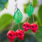 Handcrafted Spooky Skull Cherry Earrings - Image 8