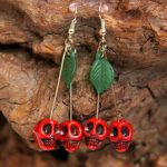 Handcrafted Spooky Skull Cherry Earrings - Image 4