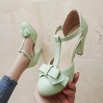 Retro Rockabilly Chunky Heel T-Strap Pumps - Image 4