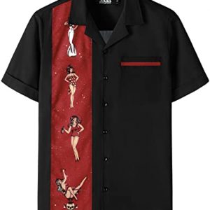 Men's 50s Rockabilly Bowling Shirts with Beach Aloha Style